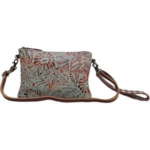 Myra Bag Floral Clutch - Brown and Green